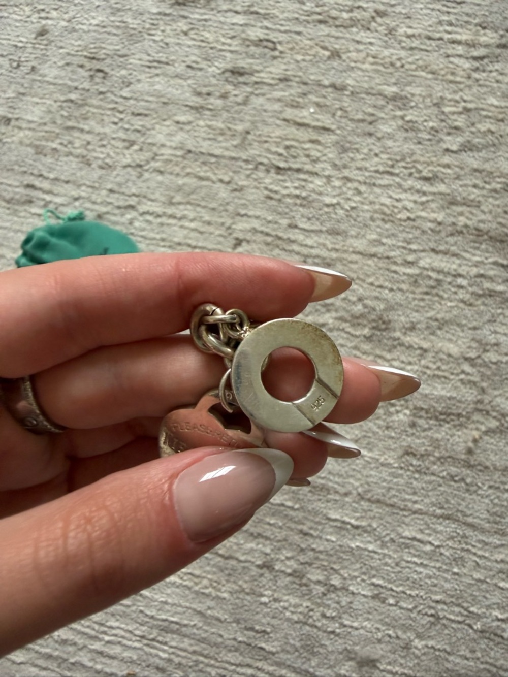 Tiffany & Co. Sterling Silver Toggle Charm Necklace with Teal Pouch - Picture 4 of 7